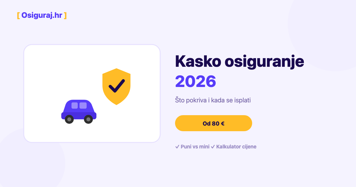 Koliko košta kasko osiguranje 2026 (+ kalkulator)
